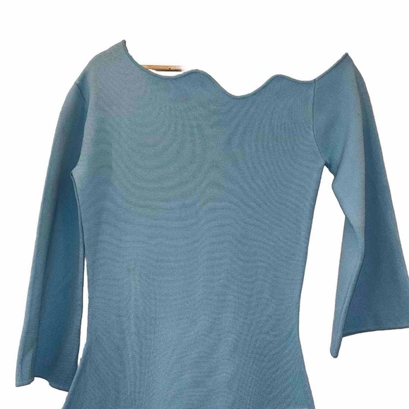 MALENE BIRGER dress light blue medium one shoulder long sleeve knit Velame NWOT - Picture 5 of 11
